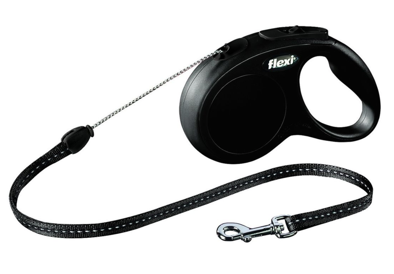 рулетка для животных "flexi new classic s" (флекси) 8 м до 12 кг (трос) черная