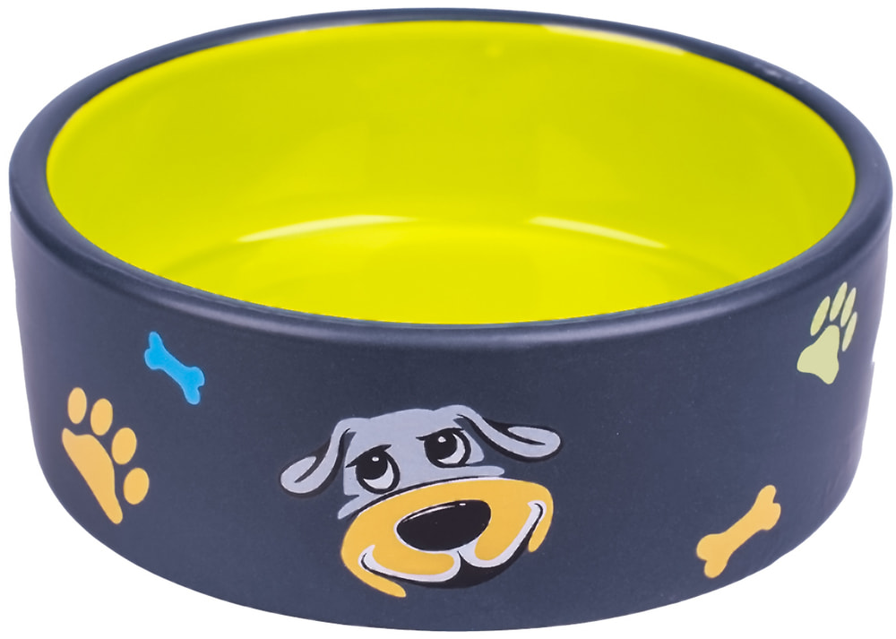 миска керамическая для собак "mr.kranch" черная с салатовым, 400 мл