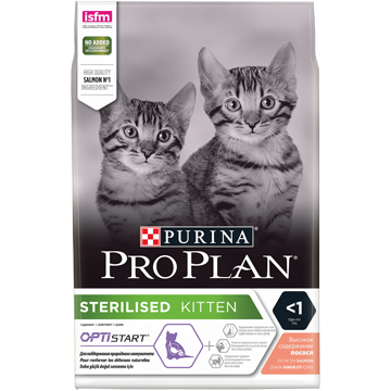 сухой корм для стерилизованных котят "pro plan kitten sterilised" (проплан) с лососем