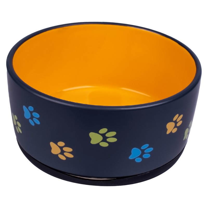 миска керамическая для собак "mr.kranch" черная с оранжевым, 1000 мл