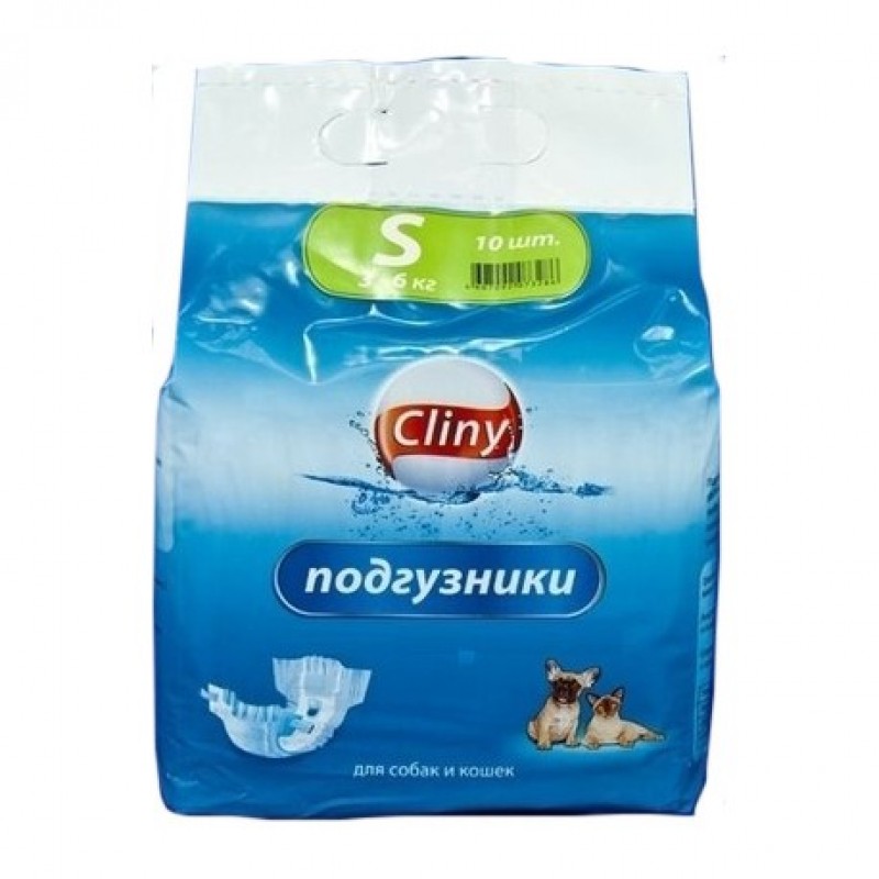 подгузники для собак и кошек "cliny" (клини) размер s (3-6 кг), 10шт